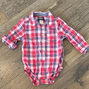 OshKosh B'gosh Red and Blue Plaid Onesie
